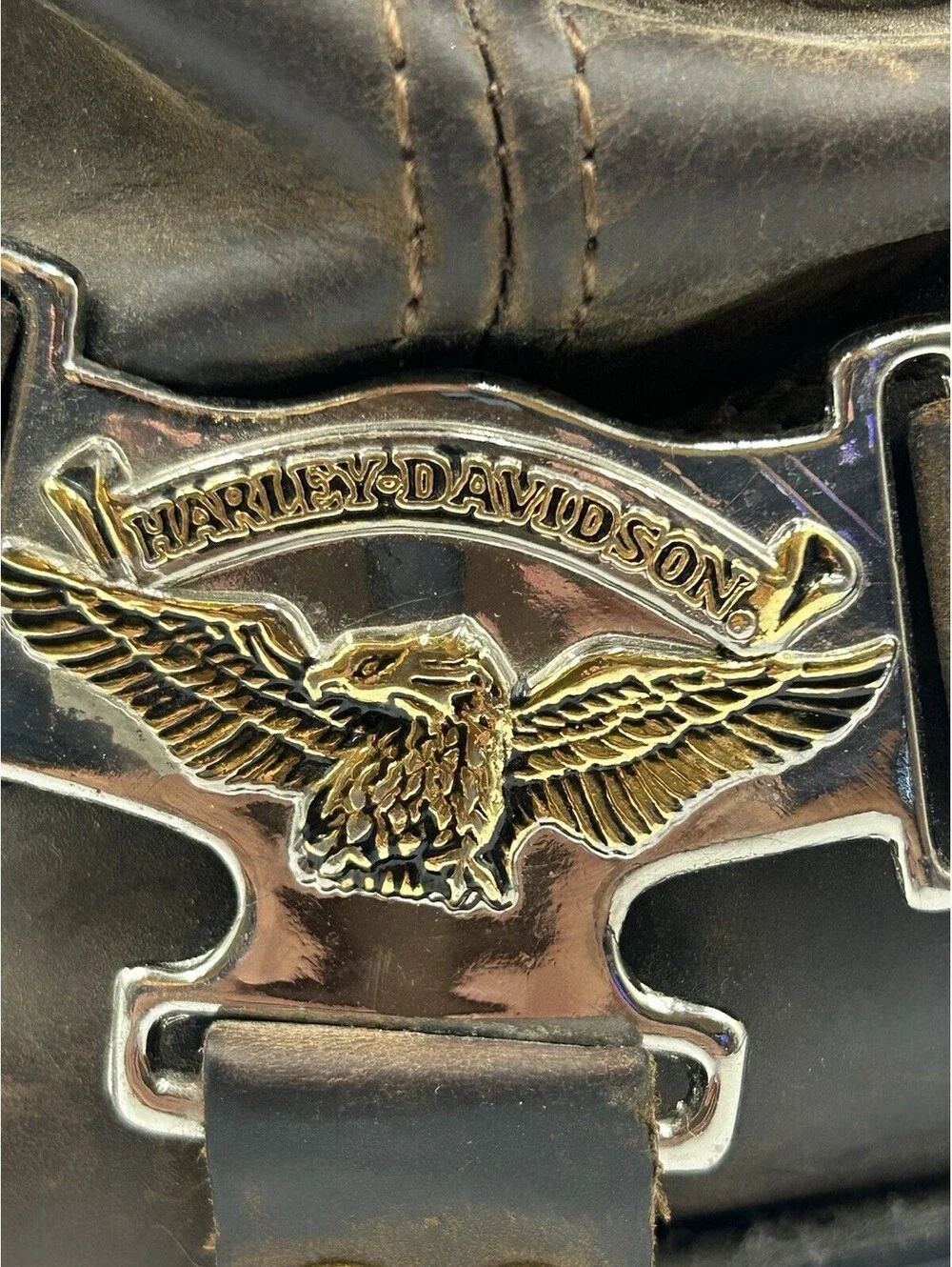 Vintage Harley Davidson 98409 Harness Boots Mens 9 Brown Leather Eagle Biker